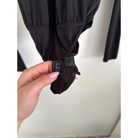 Missguided Black Surplice Bodysuit XS Button Thong - Picture 4 of 4